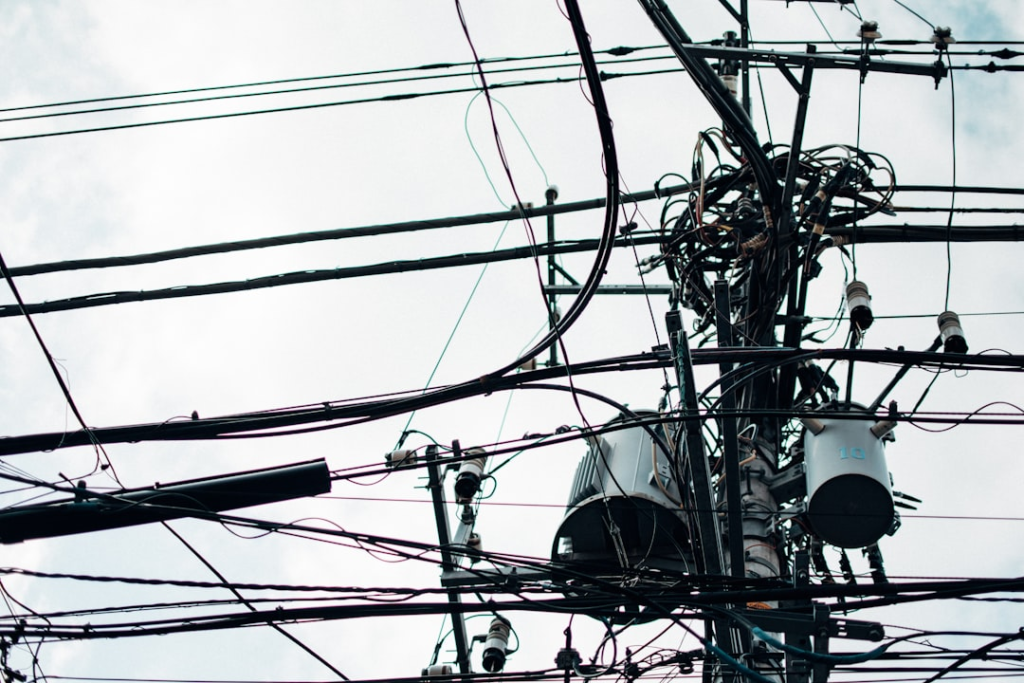 black and white electric wires
