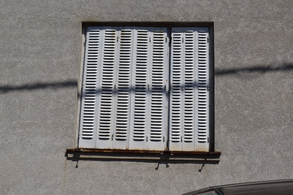 a window on the side of a building